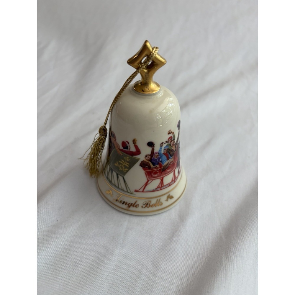 Lenox 1994 Silver Bells Musical Bell Porcelain Christmas Ornament Works Perfect